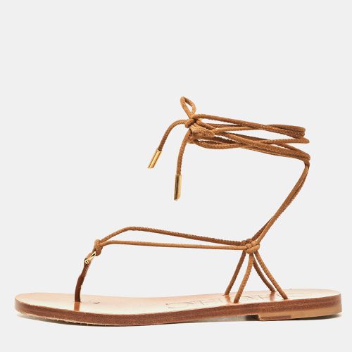 Suede Lace Up Thong Flat Sandals Size 38 - CH Carolina Herrera - Modalova