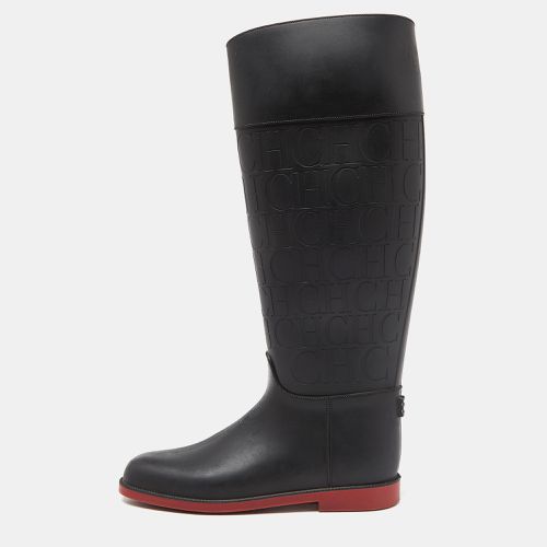 CH Carolina Herrera Black Embossed Rubber Rain Boots Size 38 - CH Carolina Herrera - Modalova