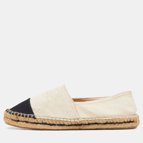 CH Carolina Herrera Off White/Black Canvas Cap Toe Flat Espadrilles Size 38 - CH Carolina Herrera - Modalova