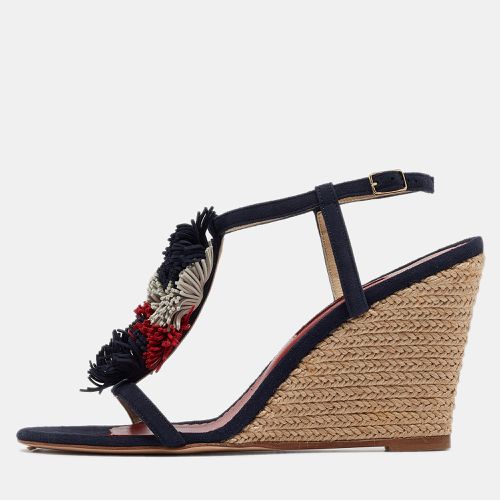 CH Carolina Herrera Navy Blue Suede Tassel Wedge Sandals Size 37 - CH Carolina Herrera - Modalova