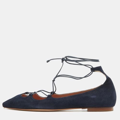 CH Carolina Herrera Blue Suede Pointed Toe Tie Up Ballet Flats Size 37 - CH Carolina Herrera - Modalova