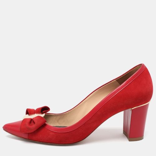 CH Carolina Herrera Red Suede Bow Block Heel Pumps Size 38 - CH Carolina Herrera - Modalova