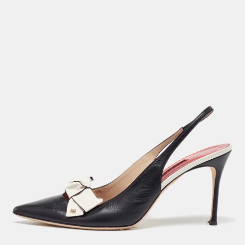 CH Carolina Herrera Black Leather Bow Detail Pointed-Toe Slingback Sandals Size 40 - CH Carolina Herrera - Modalova