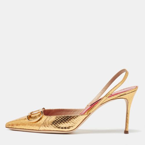 CH Carolina Herrera Gold Python Embossed Leather Slingback Pumps Size 41 - CH Carolina Herrera - Modalova