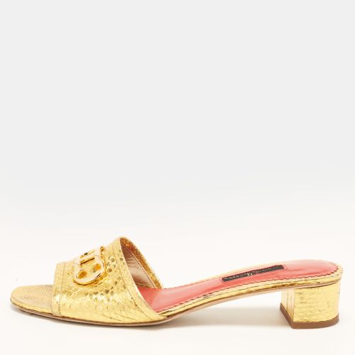 Size 38 Python Embossed Leather Slide Sandals - CH Carolina Herrera - Modalova
