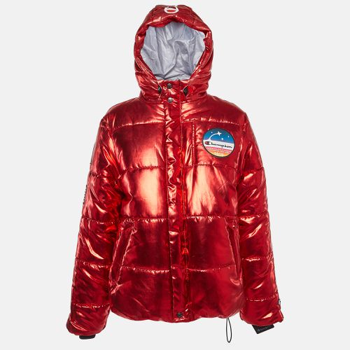 Champion Red Lame Printed & Badge Detail Puffer Overcoat M - Champion - Modalova