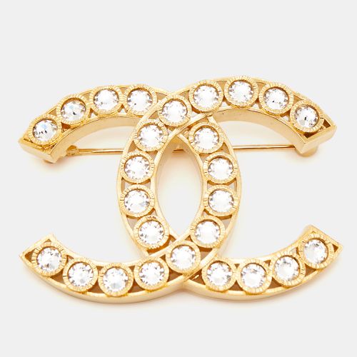 Chanel CC Crystal Gold Tone Brooch - Chanel - Modalova