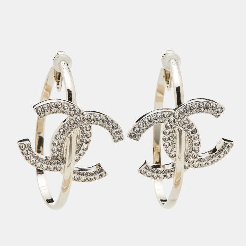 Chanel CC Logo Crystal Gold Tone Hoop Earrings - Chanel - Modalova