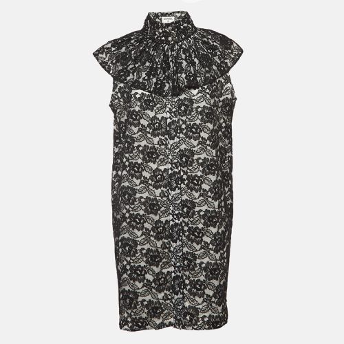 Floral Lace Ruffled High Neck Mini Dress L - Chanel - Modalova