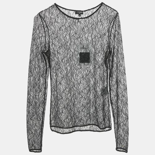 Lace Sheer Fitted Top S - Chanel - Modalova