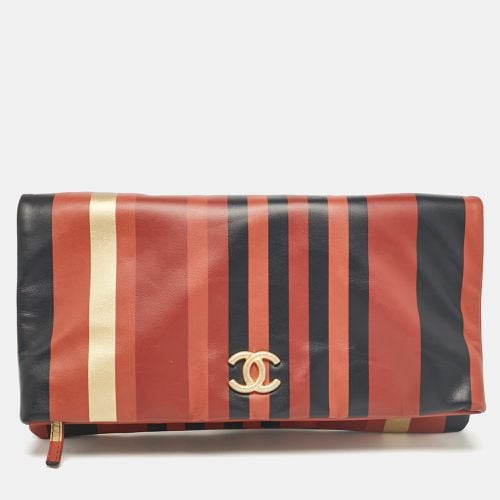 Chanel Multicolor Striped Leather Foldover Clutch - Chanel - Modalova