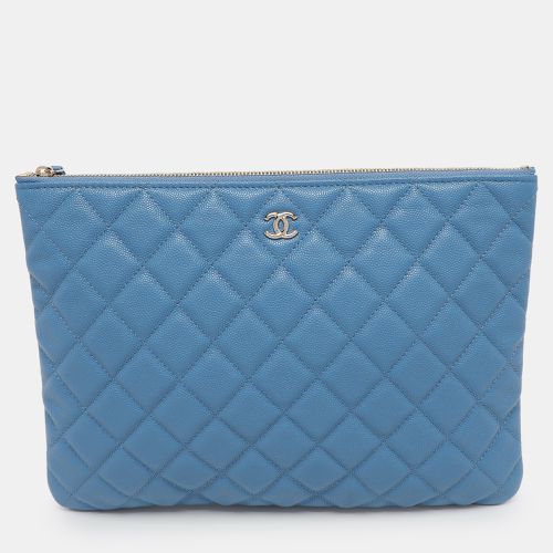 Chanel Blue Quilted Caviar Leather O Case Clutch - Chanel - Modalova