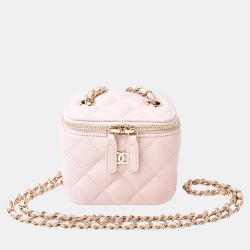 Chanel Light Pink Quilted Grained Calfskin Mini Vanity Case - Chanel - Modalova