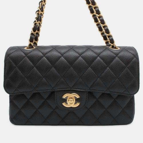 Chanel Black Caviar Leather Matelasse W flap WChain Shoulder Bag Size 23 - Chanel - Modalova