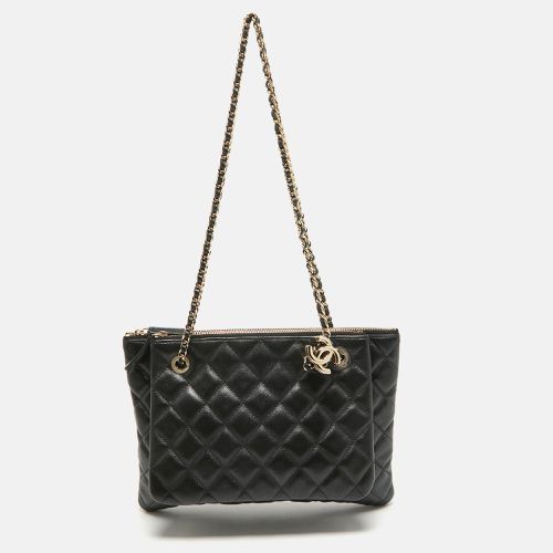 Chanel Black Quilted Leather Double Zip Crossbody Pouch - Chanel - Modalova