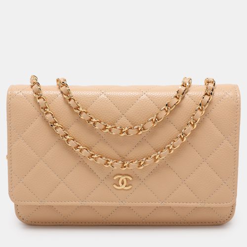 Chanel Beige Quilted Caviar Leather CC Wallet On Chain - Chanel - Modalova