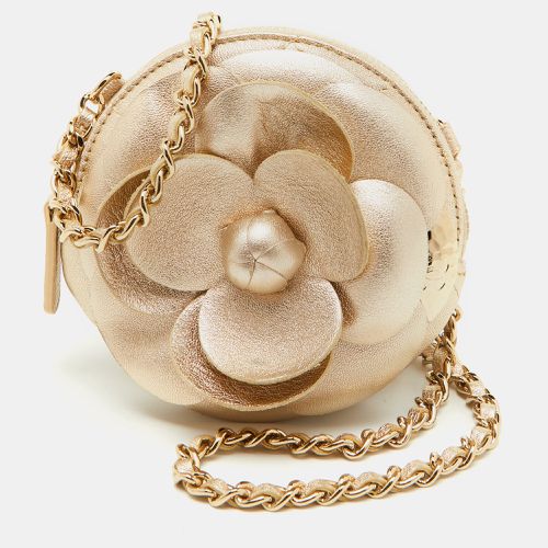 Light Leather CC Camellia Round Clutch With Chain - Chanel - Modalova