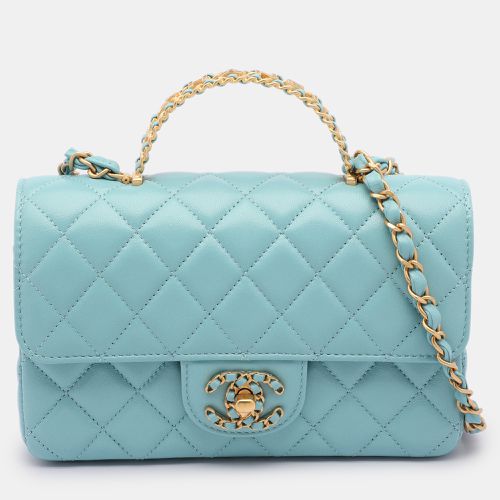 Chanel Blue Quilted Leather Mini Strass On Flap Top Handle Bag - Chanel - Modalova