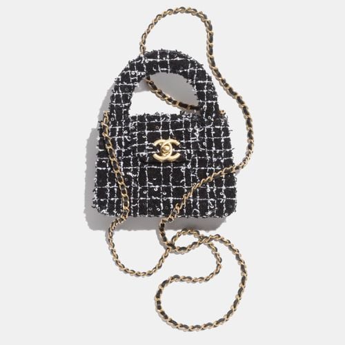 Chanel Black, White & Silver Tweed Nano Kelly Shopper Bag - Chanel - Modalova