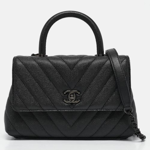 Chanel Black Chevron Caviar Leather Mini So Black Coco Top Handle Bag - Chanel - Modalova