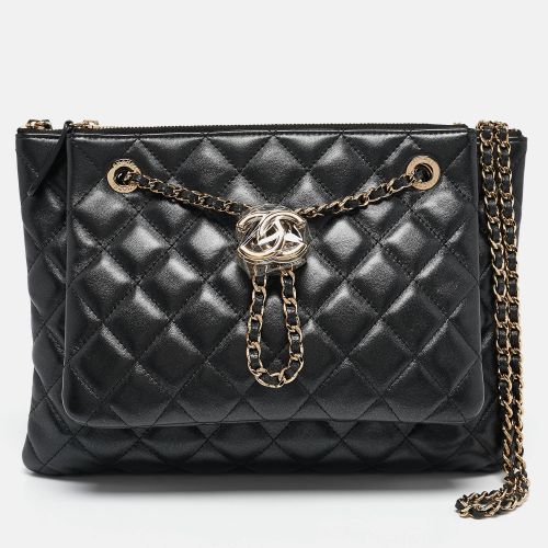 Chanel Black Quilted Leather Double Zip Pouch Bag - Chanel - Modalova