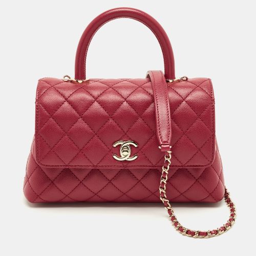 Chanel Red Quilted Caviar Leather Mini Coco Top Handle Bag - Chanel - Modalova