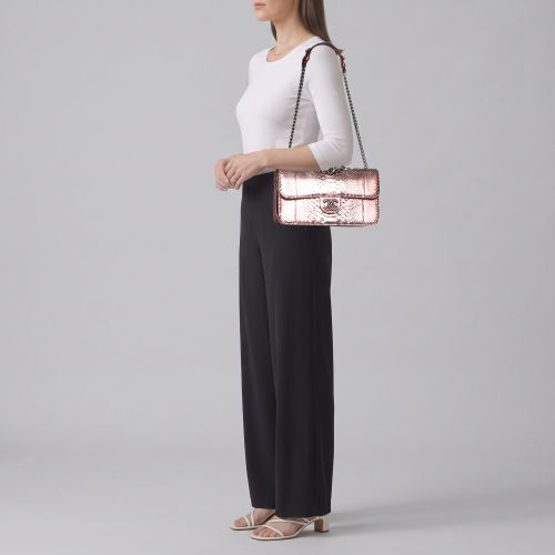 Perfect Edge Medium Metallic /Silver Python Double Flap Bag - Chanel - Modalova