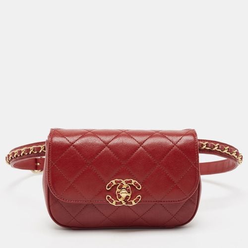 Chanel Dark Red Quilted Leather CC Flap Belt Bag - Chanel - Modalova