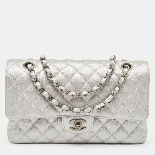 Chanel Silver Quilted Caviar Leather Medium Classic Double Flap Bag - Chanel - Modalova