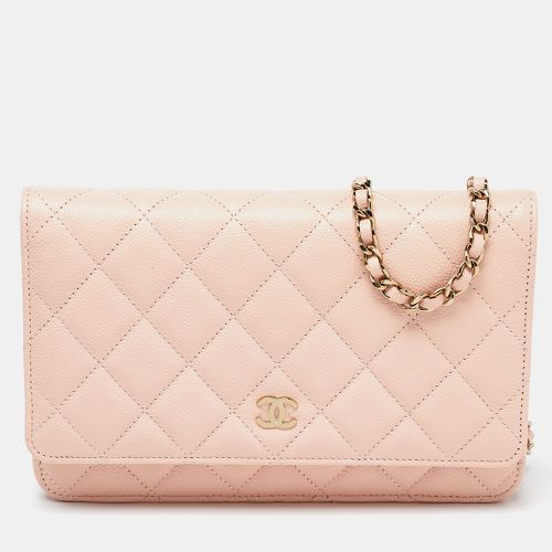 Chanel Peach Quilted Caviar Leather CC Flap Wallet on Chain - Chanel - Modalova