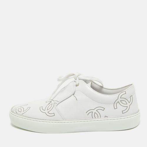 Chanel White Leather CC Lace Up Sneakers Size 38 - Chanel - Modalova