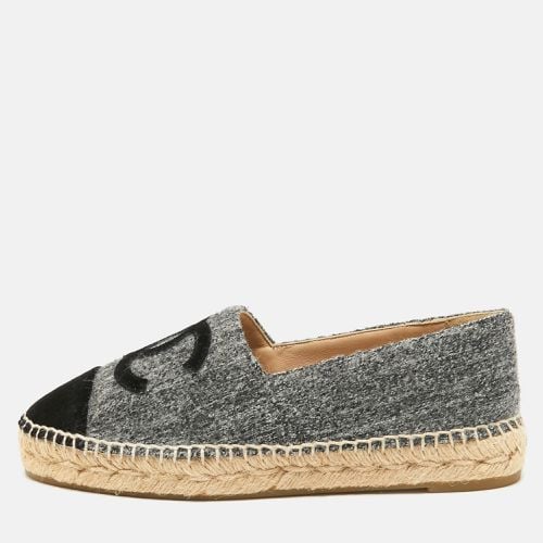 Chanel Grey/Black Wool and Velvet CC Espadrille Flats Size 38 - Chanel - Modalova