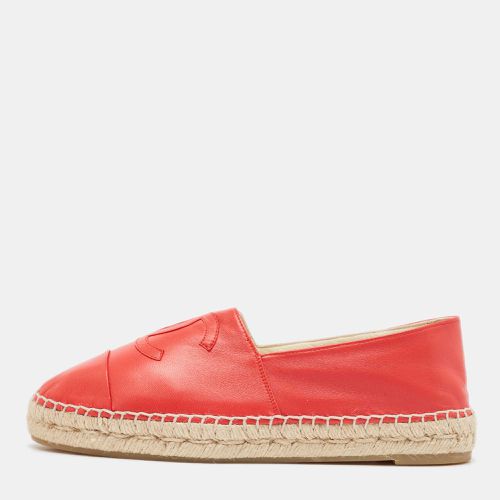 Chanel Red Leather CC Cap Toe Espadrille Flats Size 40 - Chanel - Modalova