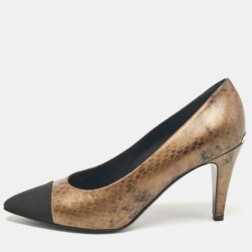 Chanel Brown/Black Snake Print Leather and Canvas Cap Toe Pumps Size 41.5 - Chanel - Modalova