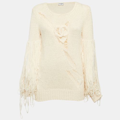 Chanel Cream Patterned Knit Pullover Sweater S - Chanel - Modalova