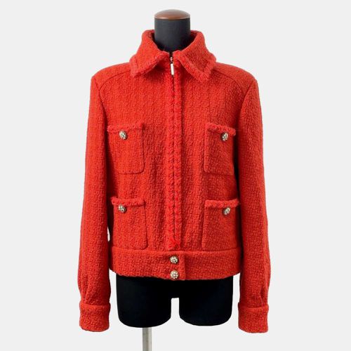 Chanel Red Wool 100% Tweed Zip Jacket Size 36 - Chanel - Modalova