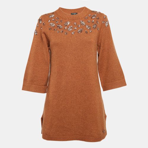 Chanel Brown Embellished Cashmere Knit Tunic Sweater M - Chanel - Modalova