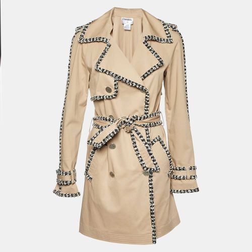 Chanel Beige Cotton Tweed Trim Trench Coat M - Chanel - Modalova