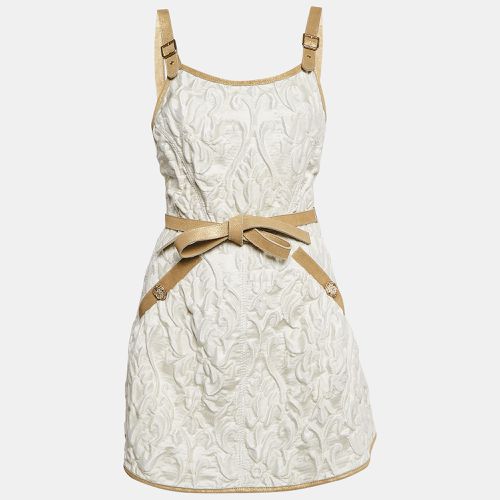 Chanel White Jacquard Golden Suede Trim Mini Wrap Dress M - Chanel - Modalova