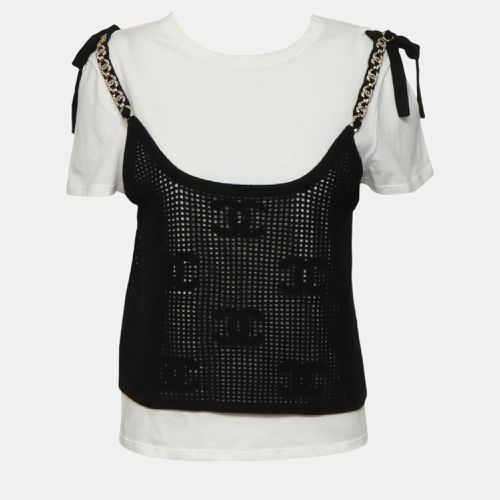 Chanel 22C Runway CC Logo Crotchet Knit Overlay T-Shirt - Chanel - Modalova