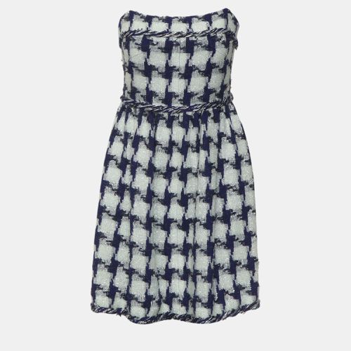 Chanel Black/White Houndstooth Patterned Tube Dress S - Chanel - Modalova