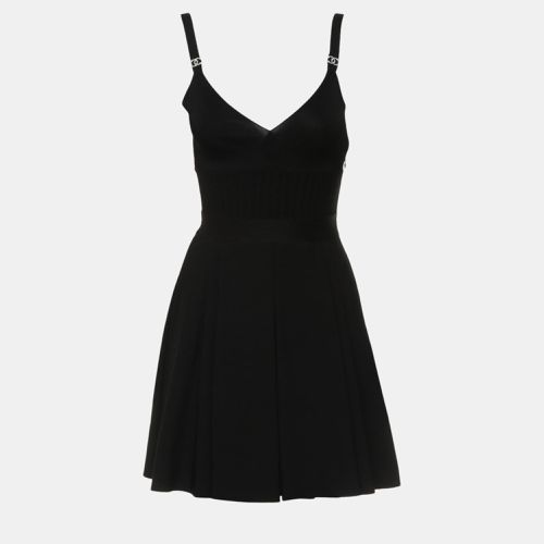 Chanel Black Classic CC Logo Embellishments Pleated Dress S - Chanel - Modalova