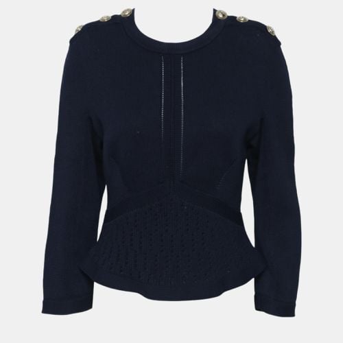 Chanel Blue Knitted Long Sleeve Top S - Chanel - Modalova