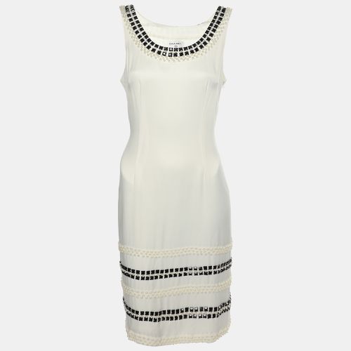 Chanel White Silk Embellished Sleevless Midi Dress L - Chanel - Modalova