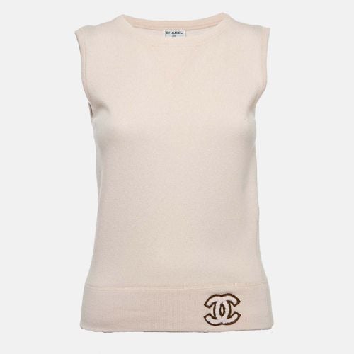 Chanel Pink Cashmere Logo Applique Sleeveless Sweater M - Chanel - Modalova