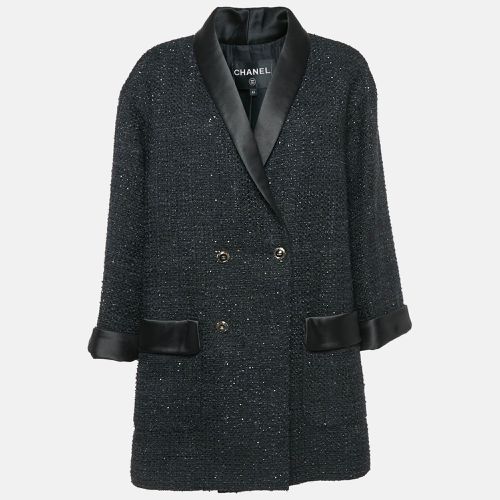 Chanel Black Double Breasted Tweed Oversized Blazer L - Chanel - Modalova