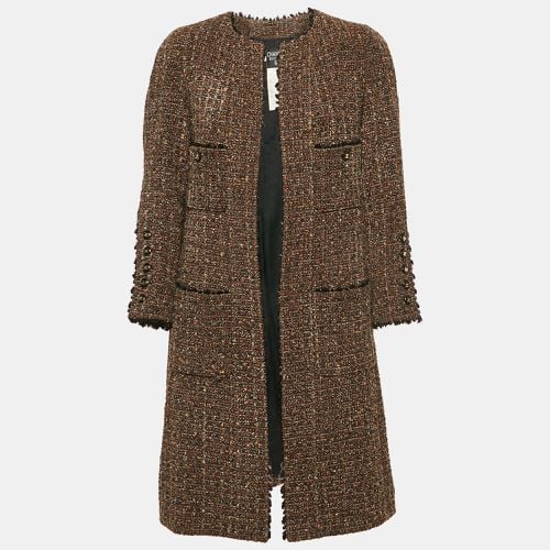 Chanel Vintage Brown Tweed Open Front Coat L - Chanel - Modalova