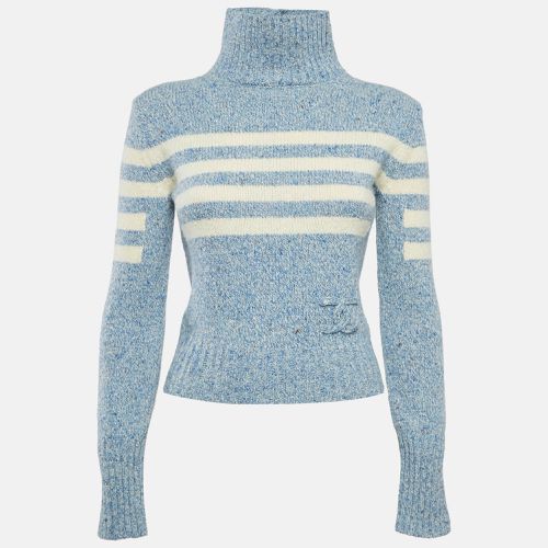 Chanel Blue Patterned Wool High Neck Sweater S - Chanel - Modalova