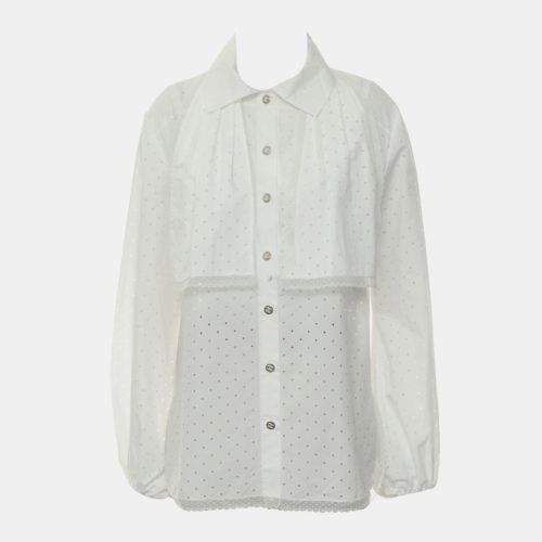 Chanel White Cotton Perforated Shirt FR Women 34 - Chanel - Modalova