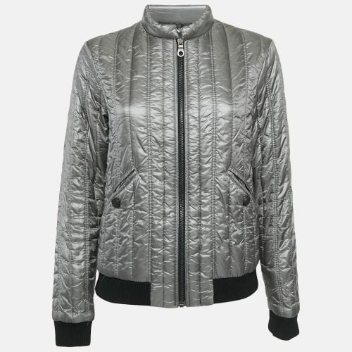 Chanel Grey Nylon Quilted Zip-Up Jacket M - Chanel - Modalova